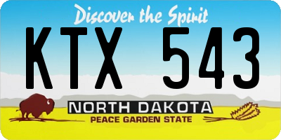 ND license plate KTX543