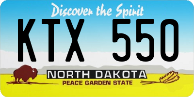 ND license plate KTX550