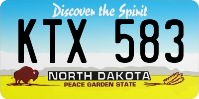 ND license plate KTX583