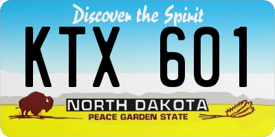 ND license plate KTX601