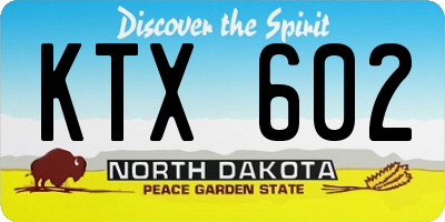ND license plate KTX602
