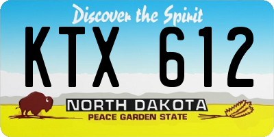 ND license plate KTX612