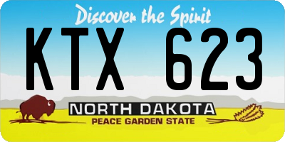 ND license plate KTX623