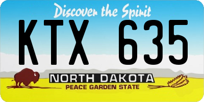 ND license plate KTX635