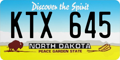 ND license plate KTX645