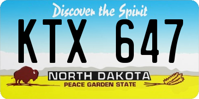ND license plate KTX647