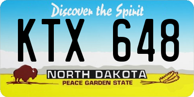 ND license plate KTX648