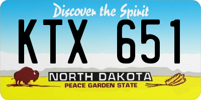 ND license plate KTX651