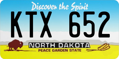 ND license plate KTX652