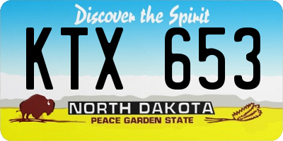 ND license plate KTX653