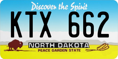 ND license plate KTX662