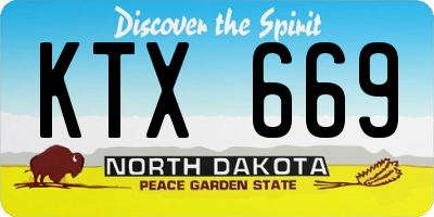 ND license plate KTX669