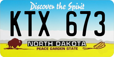 ND license plate KTX673