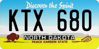 ND license plate KTX680