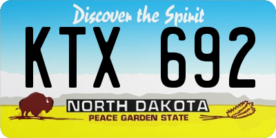ND license plate KTX692