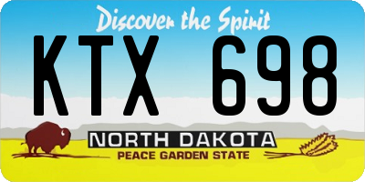 ND license plate KTX698