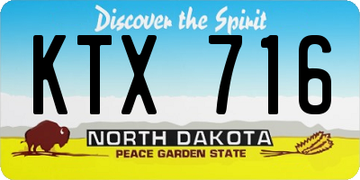 ND license plate KTX716