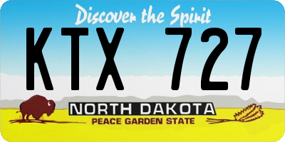 ND license plate KTX727