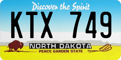 ND license plate KTX749