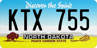 ND license plate KTX755