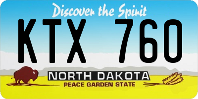 ND license plate KTX760