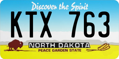 ND license plate KTX763