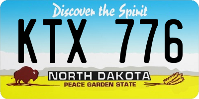 ND license plate KTX776