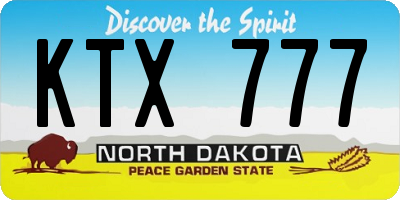 ND license plate KTX777