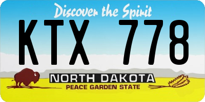 ND license plate KTX778