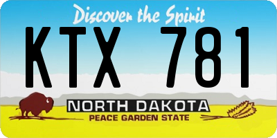 ND license plate KTX781