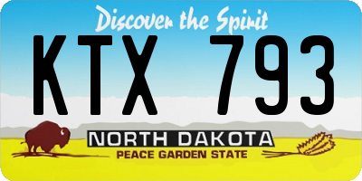 ND license plate KTX793