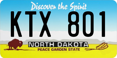 ND license plate KTX801