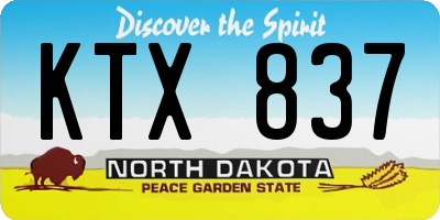 ND license plate KTX837