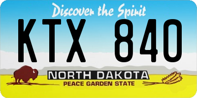 ND license plate KTX840
