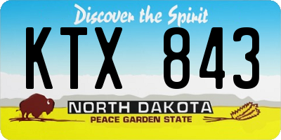 ND license plate KTX843