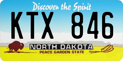 ND license plate KTX846