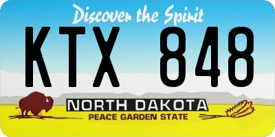 ND license plate KTX848
