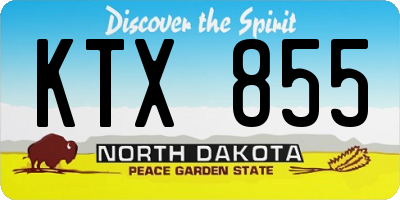 ND license plate KTX855