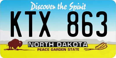 ND license plate KTX863