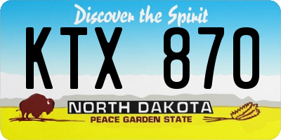 ND license plate KTX870