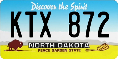 ND license plate KTX872