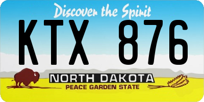 ND license plate KTX876