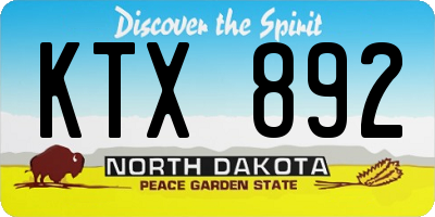 ND license plate KTX892