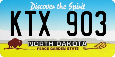 ND license plate KTX903