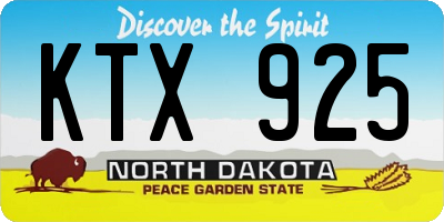 ND license plate KTX925