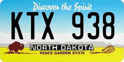 ND license plate KTX938