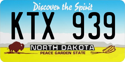ND license plate KTX939