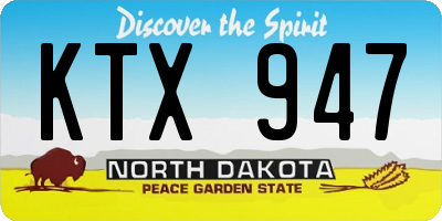 ND license plate KTX947