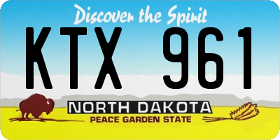 ND license plate KTX961