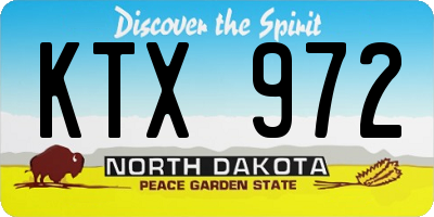 ND license plate KTX972